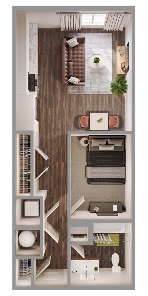 Floor plan for studio, 1 bath, 503 sqft