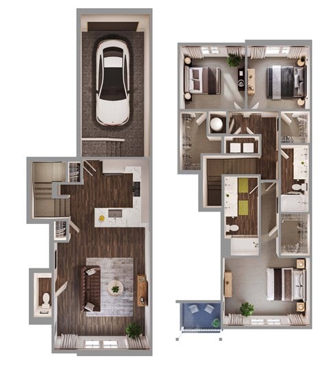 Floor plan for 3 beds, 2.5 baths, 1889 sqft