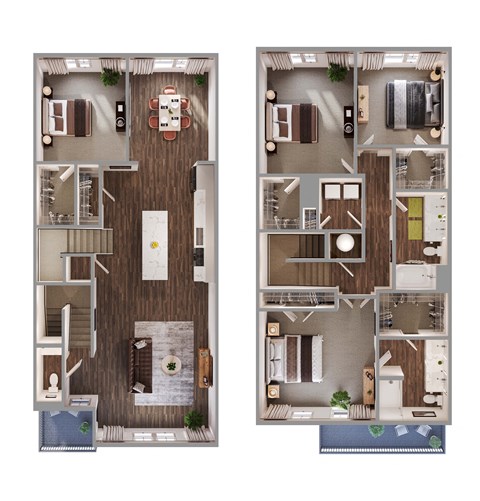 Floor plan for 3 beds, 2.5 baths, 2883 sqft