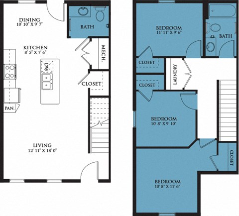 Floor plan for 3 beds, 1.5 baths, 1120 sqft