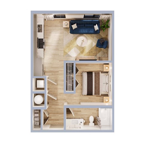 Floor plan for studio, 580 sqft
