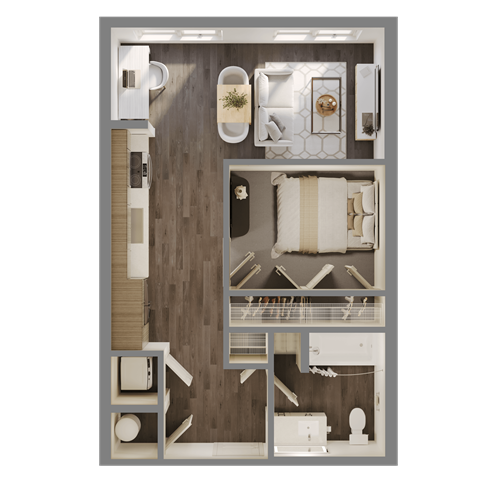 Floor plan for studio, 1 bath, 564 sqft