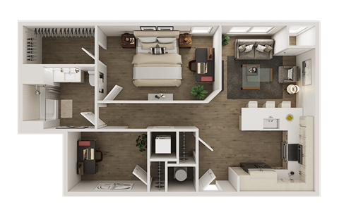 Floor plan for 1 bed, 1 bath, 863 sqft