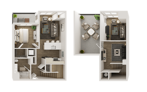 Floor plan for 1 bed, 1 bath, 871 sqft