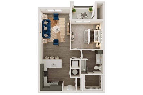 Floor plan for 1 bed, 1 bath, 775 sqft