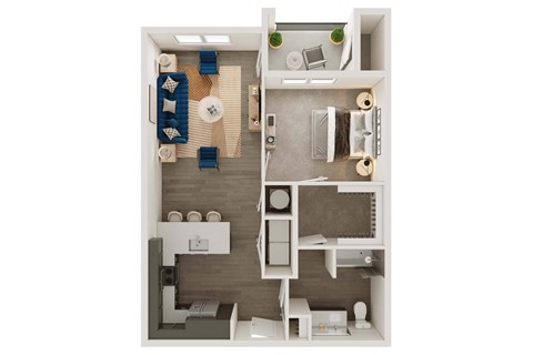 Floor plan for 1 bed, 1 bath, 775 sqft
