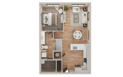Floor plan for 1 bed, 1 bath, 804 sqft
