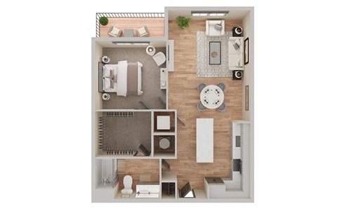 Floor plan for 1 bed, 1 bath, 775 sqft
