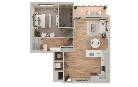 Floor plan for 1 bed, 1 bath, 816 sqft