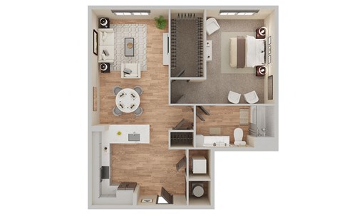 Floor plan for 1 bed, 1 bath, 825 sqft