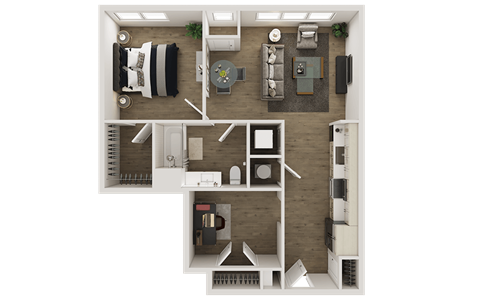 Floor plan for 1 bed, 1 bath, 816 sqft