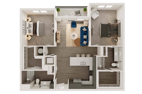 Floor plan for 2 beds, 2 baths, 1201 sqft