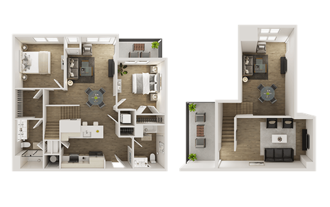 Floor plan for 2 beds, 2 baths, 1322 sqft