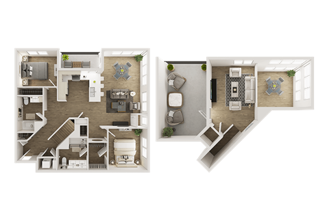 Floor plan for 2 beds, 2 baths, 1461 sqft