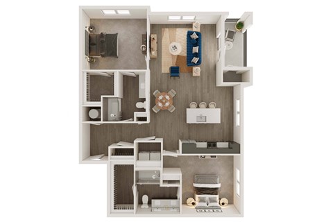 Floor plan for 2 beds, 2 baths, 1378 sqft