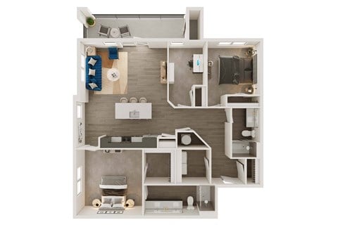 Floor plan for 2 beds, 2.5 baths, 1363 sqft
