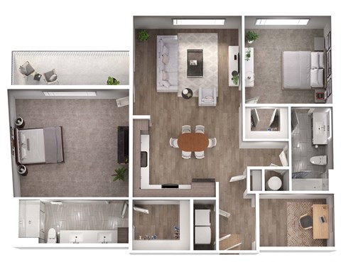 Floor plan for 2 beds, 2 baths, 1306 sqft