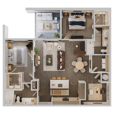 Floor plan for 2 beds, 2 baths, 1346 sqft
