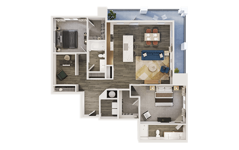 Floor plan for 2 beds, 2 baths, 1471 sqft