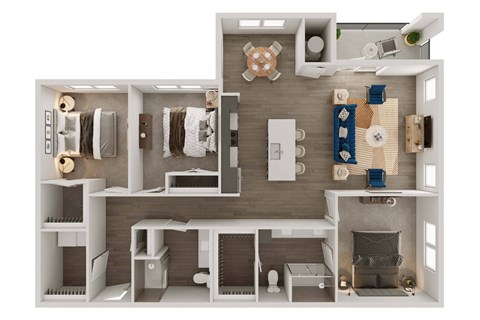 Floor plan for 3 beds, 2 baths, 1469 sqft