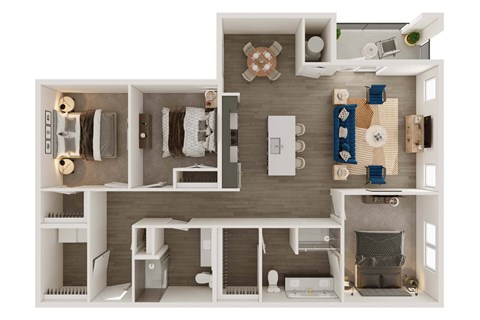 Floor plan for 3 beds, 2 baths, 1469 sqft