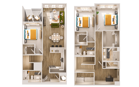 Floor plan for 3 beds, 2 baths, 1950 sqft
