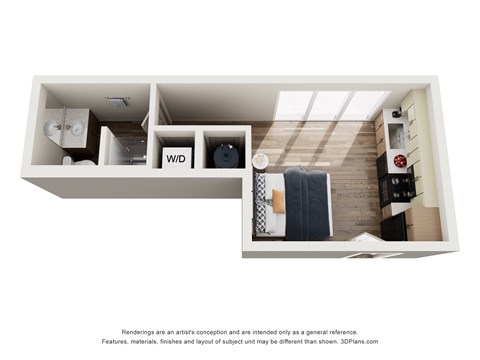 Floor plan for studio, 1 bath, 270 sqft