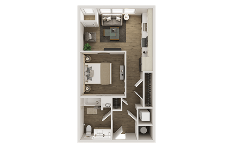 Floor plan for studio, 1 bath, 572 sqft