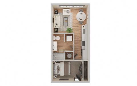 Floor plan for studio, 1 bath, 507 sqft
