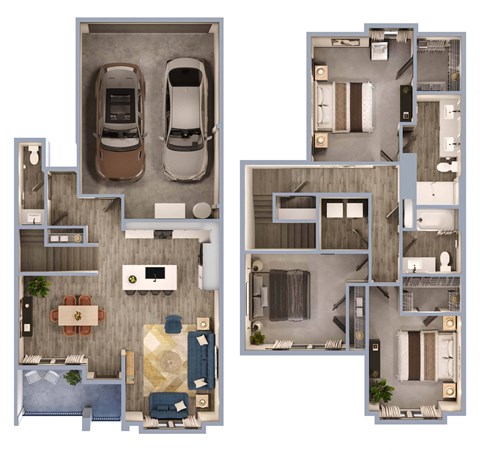 Floor plan for 3 beds, 2.5 baths, 1678 sqft