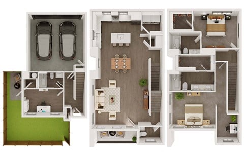 Floor plan for 3 beds, 3.5 baths, 2113 sqft