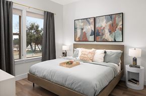 Austin apartment for rent - a bedroom with a large bed and three paintings on the wall