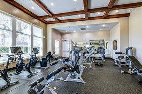La Quinta apartment for rent - A gym with a variety of equipment including treadmills, weights, and exercise machines.