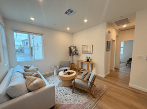 Azusa apartment for rent - A living room with a couch, chair, and coffee table.