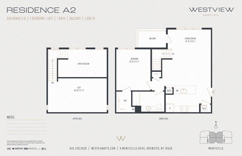 Floor plan for 1 bed, 1 bath, 1096 sqft