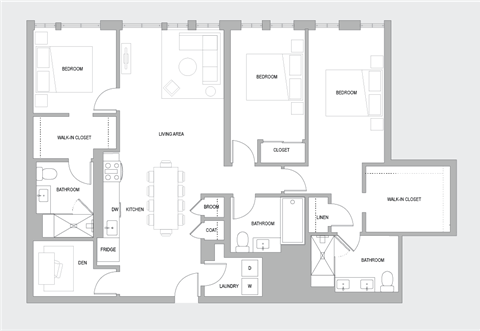 Floor plan for 3 beds, 3 baths, 1860 sqft