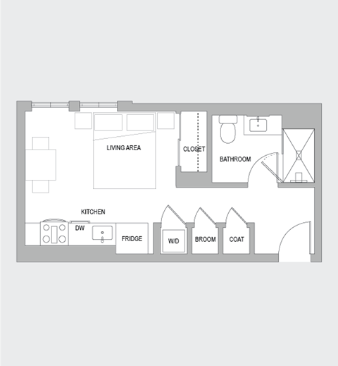 Floor plan for studio, 1 bath, 440 sqft