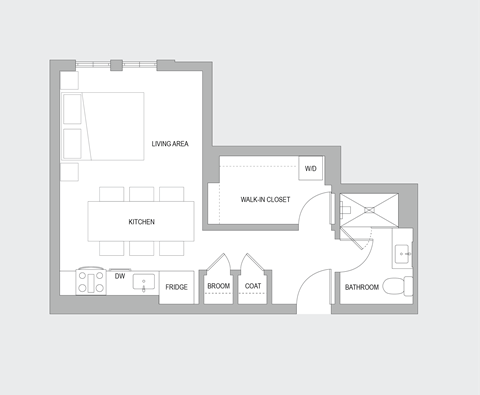Floor plan for studio, 1 bath, 560 sqft
