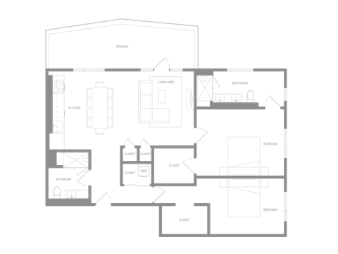Floor plan for 2 beds, 2 baths, 1490 sqft