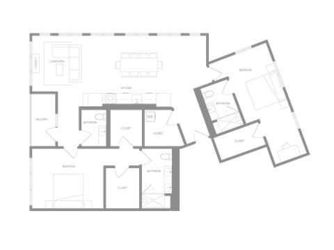Floor plan for 2 beds, 2.5 baths, 1720 sqft