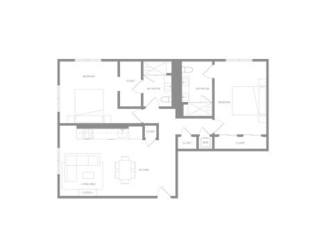 Floor plan for 2 beds, 2 baths, 1320 sqft
