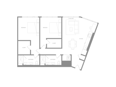Floor plan for 2 beds, 2 baths, 1460 sqft