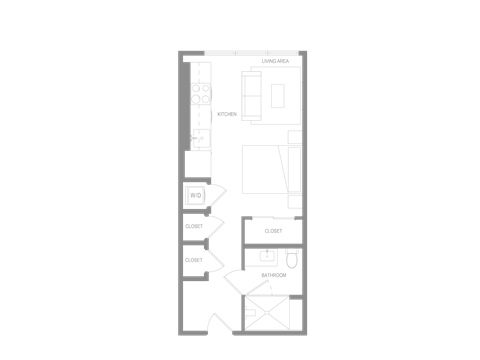 Floor plan for studio, 1 bath, 450 sqft