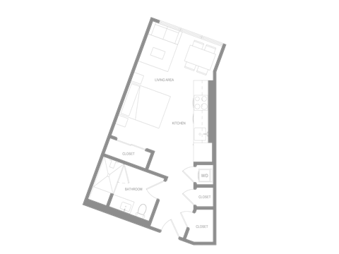 Floor plan for studio, 1 bath, 540 sqft