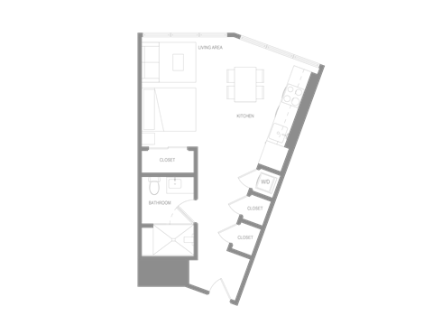 Floor plan for studio, 1 bath, 560 sqft