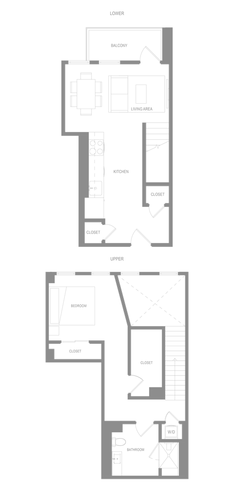 Floor plan for 1 bed, 1 bath, 920 sqft