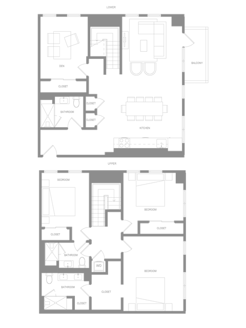 Floor plan for 3 beds, 3.5 baths, 2040 sqft