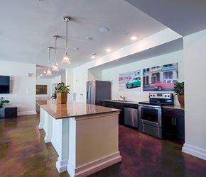 Jackson apartment for rent - a kitchen with a counter top and a refrigerator