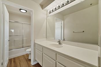 Bathroom mirrors with enhanced lighting features