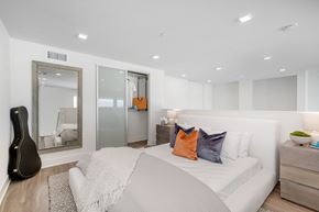 Woodland Hills apartment for rent - Lofts for Rent Woodland Hills, CA - The Q Variel - Loft Bedroom with a Closet and Luxury Wood Plank Style Flooring
